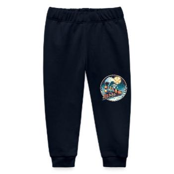 Christmas Mouse Railway Model Railway Kids - Baby Organic Sweatpants by Stanley/Stella - navy - Front