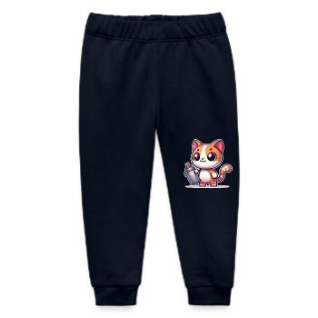 Cat Graffiti - Baby Organic Sweatpants by Stanley/Stella - navy - Front