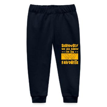Im Ernst, wir alle wissen, dass ich der Favorit bin - Baby Organic Jogginghose Baby Tumbler von Stanley/Stella - Navy - Vorne