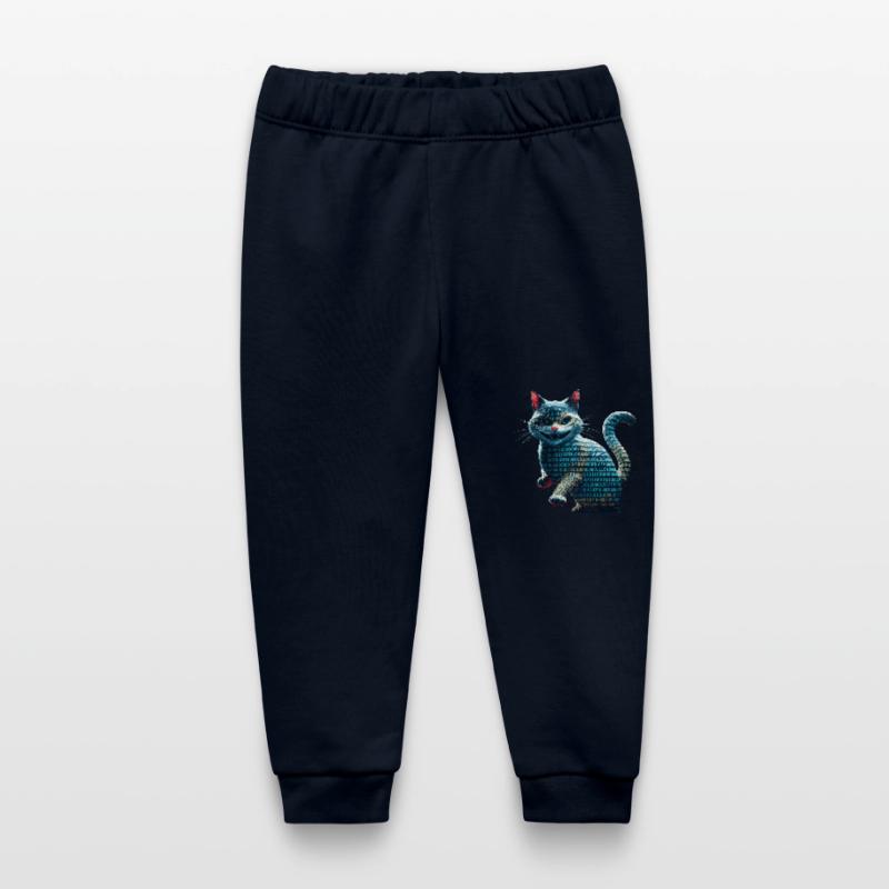 Tech cat with binary code for programmers and Baby Organic Sweatpants by Stanley/Stella