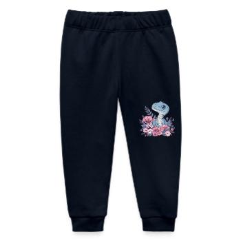 Velociraptor Dino in Blumenfeld - Baby Organic Sweatpants by Stanley/Stella - navy - Front