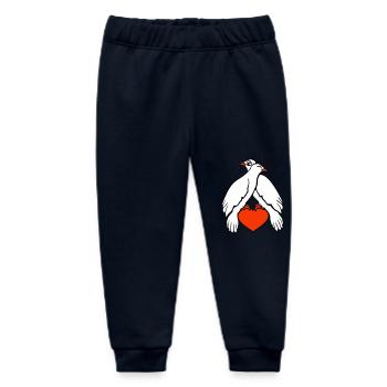 2 Tauben Herz Vögel zwei Pärchen sitzen verliebt - Baby Organic Jogginghose Baby Tumbler von Stanley/Stella - Navy - Vorne