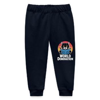 World domination – cat with big plans - Baby Organic Sweatpants by Stanley/Stella - navy - Front