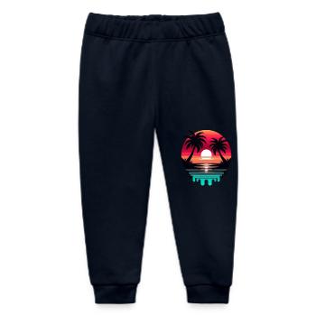 Sunlight summer vibes palm trees beach - Baby Organic Sweatpants by Stanley/Stella - navy - Front