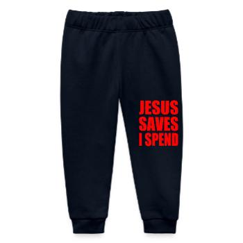 jesus saves i spend - Baby Organic Jogginghose Baby Tumbler von Stanley/Stella - Navy - Vorne
