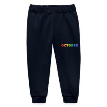 October rainbow text - Baby Organic Sweatpants by Stanley/Stella - navy - Front