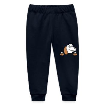 Dog Behind Wall Fence Sign Peeping Happy Cute - Baby Organic Sweatpants by Stanley/Stella - navy - Front