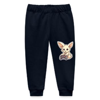 A cute fennec fox playing video games - Baby Organic Sweatpants by Stanley/Stella - navy - Front