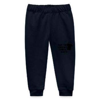 Save the world with cynical T Shirts - Baby Organic Sweatpants by Stanley/Stella - navy - Front