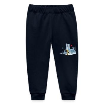 Skyline Munich with Munich Kindl and Heart - Baby Organic Sweatpants by Stanley/Stella - navy - Front