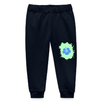 Hibiscus blobs - Baby Organic Sweatpants by Stanley/Stella - navy - Front