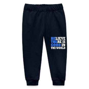 believe there is good in the world - Baby Organic Sweatpants by Stanley/Stella - navy - Front