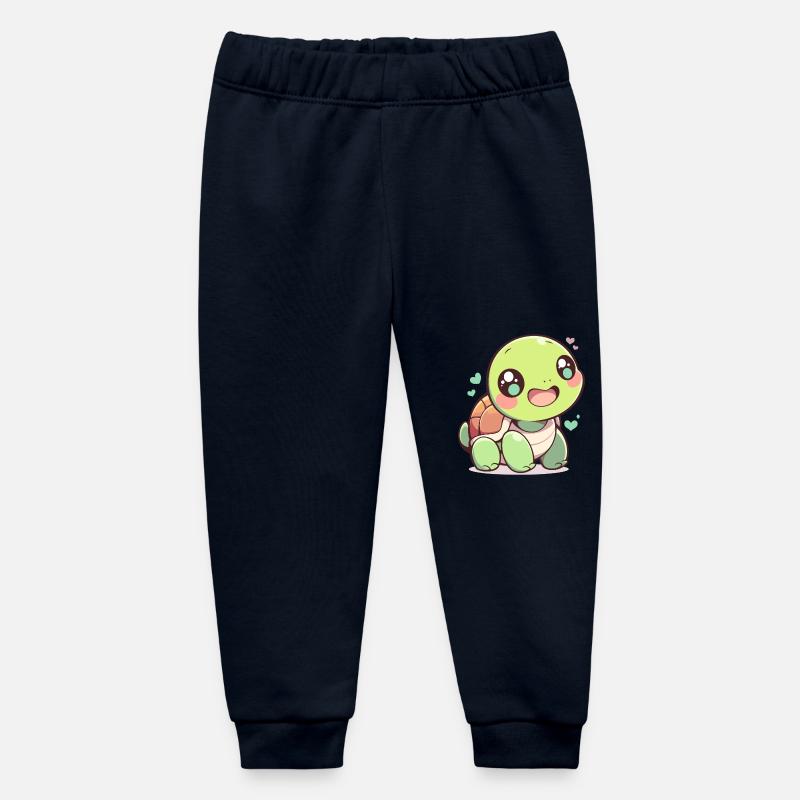 A cheerful chibi turtle - Baby Organic Sweatpants by Stanley/Stella - navy