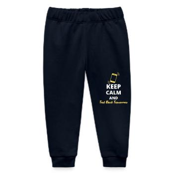 humorous "Keep Calm and Text Back Tomorrow" - Baby Organic Sweatpants by Stanley/Stella - navy - Front