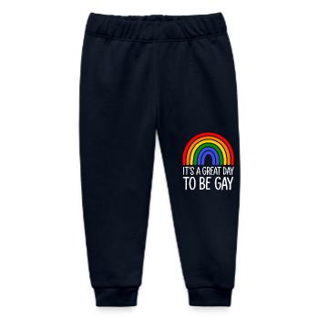 It's a Great Day to Be Gay Rainbow Pride - Baby Organic Sweatpants by Stanley/Stella - navy - Front