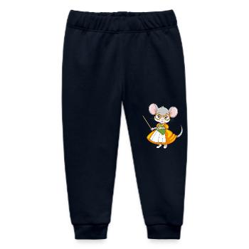 Smart mouse teacher with a pointer and a book - Baby Organic Sweatpants by Stanley/Stella - navy - Front