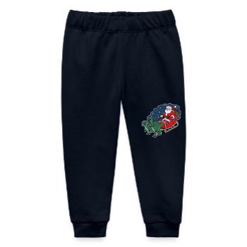 Santa Claus riding a sleigh pulled by dinosaurs - Baby Organic Sweatpants by Stanley/Stella - navy - Front