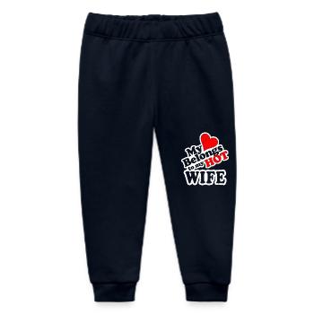 My Heart Belongs to My Hot Wife - Baby Organic Sweatpants by Stanley/Stella - navy - Front