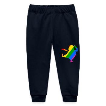 Rainbow Penguin Does Karate - Baby Organic Sweatpants by Stanley/Stella - navy - Front