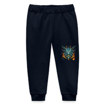 Fierce Flaming Dragon Head Badge - Baby Organic Sweatpants by Stanley/Stella - navy - Front