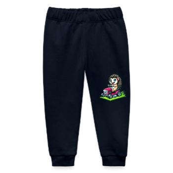 Hedgehog on tractor in the garden - Baby Organic Sweatpants by Stanley/Stella - navy - Front