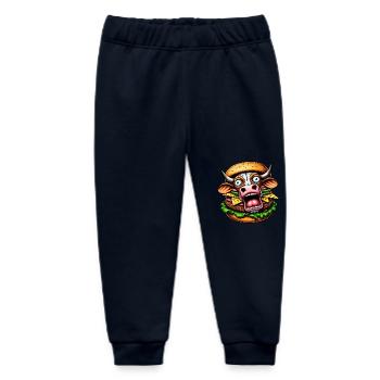 Whimsical Halloween Burger Screeching Cow Horror - Baby Organic Sweatpants by Stanley/Stella - navy - Front