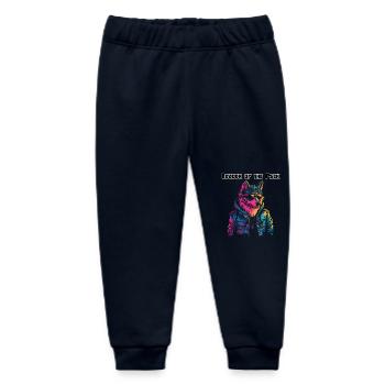 Leader of the Pack - Neon Wolf Design - Baby Organic Sweatpants by Stanley/Stella - navy - Front