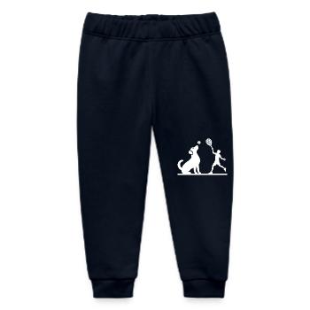 Hund und Herrchen Tennis Freunde Silhouette - Baby Organic Jogginghose Baby Tumbler von Stanley/Stella - Navy - Vorne