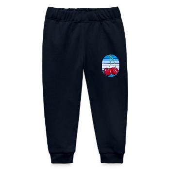 Rockabilly Retro Vintage Cherries Cherry Fruit - Baby Organic Sweatpants by Stanley/Stella - navy - Front