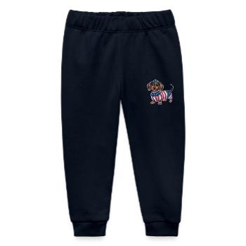 Dachshunds in American Flag Costumes - Baby Organic Sweatpants by Stanley/Stella - navy - Front