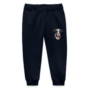 Funny Cow Sticks Out Tongue - Baby Organic Sweatpants by Stanley/Stella - navy - Front