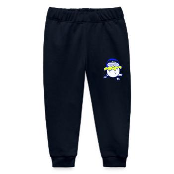 Cute egg chick hatching little bird baby listening to music - Baby Organic Sweatpants by Stanley/Stella - navy - Front