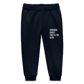 Husband Daddy Protector Hero - Father Father's Day - Baby Organic Sweatpants by Stanley/Stella - navy - Front