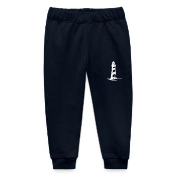 Striped lighthouse on the coast - Baby Organic Sweatpants by Stanley/Stella - navy - Front