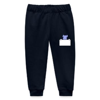 Pretty little cat peeking hidden behind wall - Baby Organic Sweatpants by Stanley/Stella - navy - Front