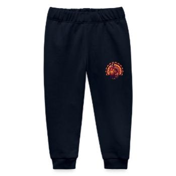 Thanksgiving Turkey with Pilgrim HatThanksgiving - Baby Organic Sweatpants by Stanley/Stella - navy - Front