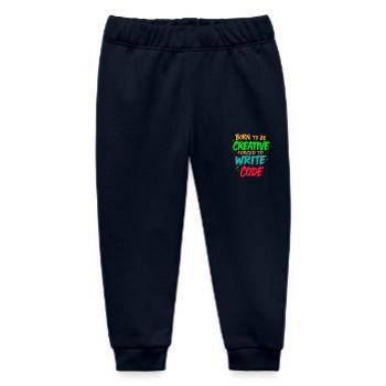 Born to be Creative Forced to write code t-shirt - Baby Organic Sweatpants by Stanley/Stella - navy - Front