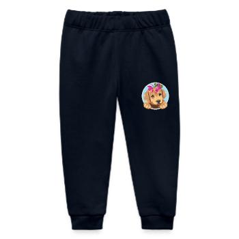 Peeking curious Golden Retriever dog with flowers - Baby Organic Sweatpants by Stanley/Stella - navy - Front