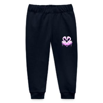 Heart Flamingos | Flamingo Heart - Baby Organic Sweatpants by Stanley/Stella - navy - Front
