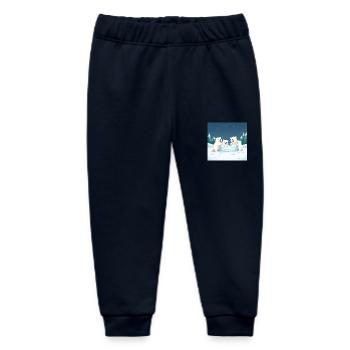 Playing polar bears build an igloo - winter cartoon - Baby Organic Sweatpants by Stanley/Stella - navy - Front