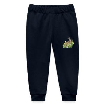 Rabbit White Flowers - Baby Organic Sweatpants by Stanley/Stella - navy - Front