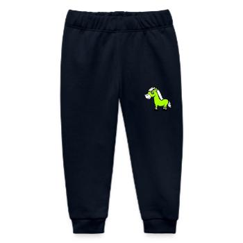 Horse Stands Rider Cartoon Riding Cute Comic Cool - Baby Organic Sweatpants by Stanley/Stella - navy - Front