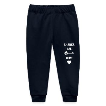 Sharks are the key to my heart - Baby Organic Sweatpants by Stanley/Stella - navy - Front