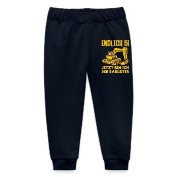 Endlich 5 Jetzt bin ich der Bauleiter 5 Jahre alt - Baby Organic Jogginghose Baby Tumbler von Stanley/Stella - Navy - Vorne