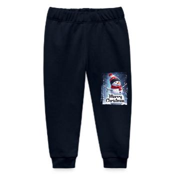 Snowman Merry Christmas - Baby Organic Sweatpants by Stanley/Stella - navy - Front