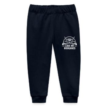 Love My Highlands - Highland Graphic and Saying - Baby Organic Sweatpants by Stanley/Stella - navy - Front