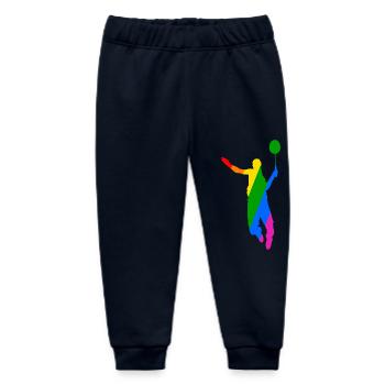 Rainbow Badminton Tennis Design - Baby Organic Sweatpants by Stanley/Stella - navy - Front