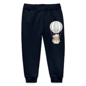 Bébé éléphant en montgolfière bleu - Pantalon de jogging bébé bio Stanley/Stella - marine - Devant