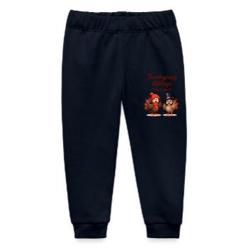 Thanksgiving Siblings - Baby Organic Sweatpants by Stanley/Stella - navy - Front