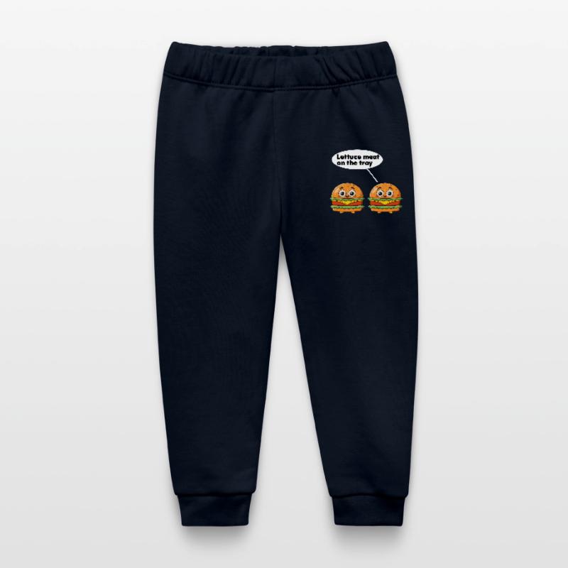 lettuce meat on the tray funny burger pun Baby Organic Sweatpants by Stanley/Stella